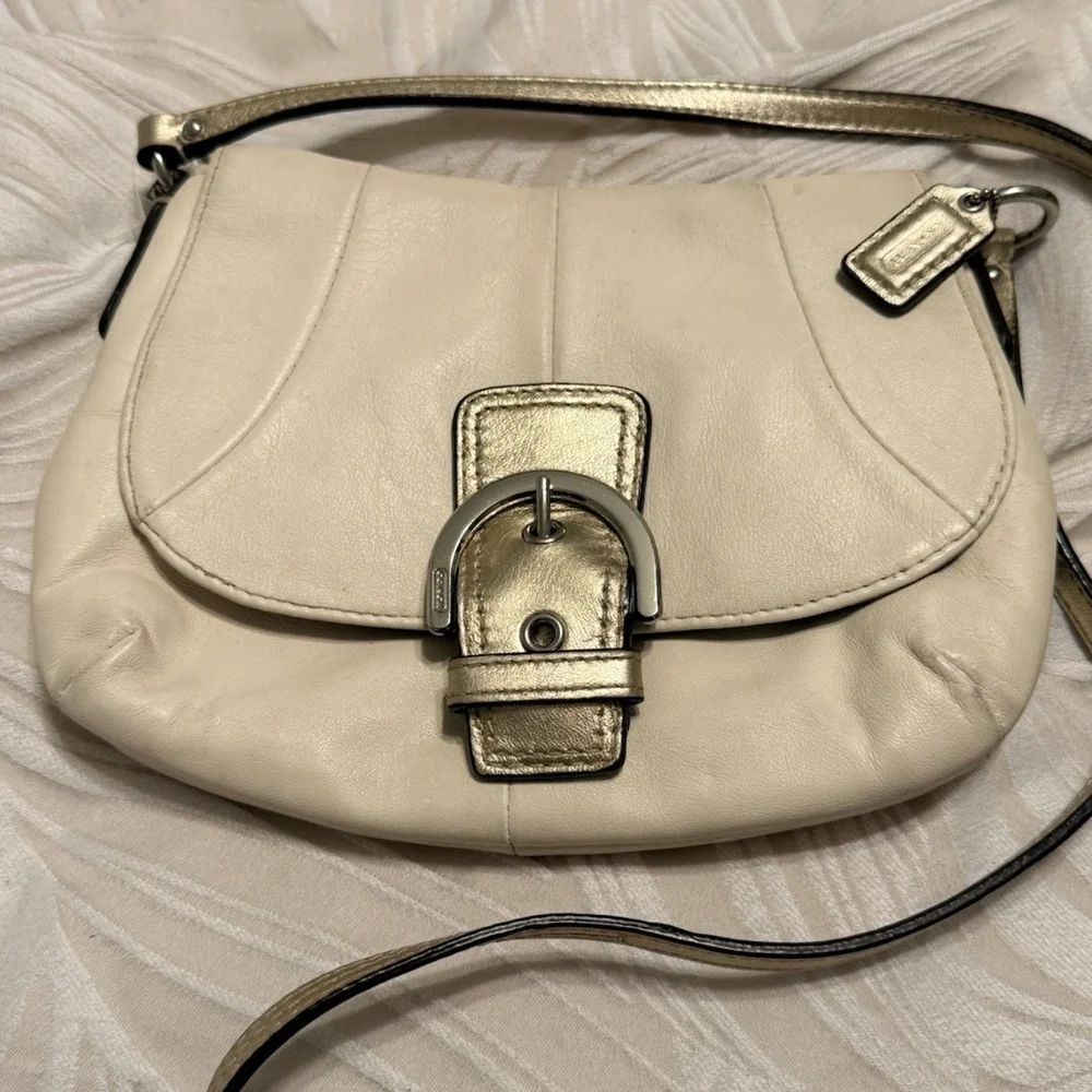 Vintage Coach bag leather 90s Ivory Crossbody